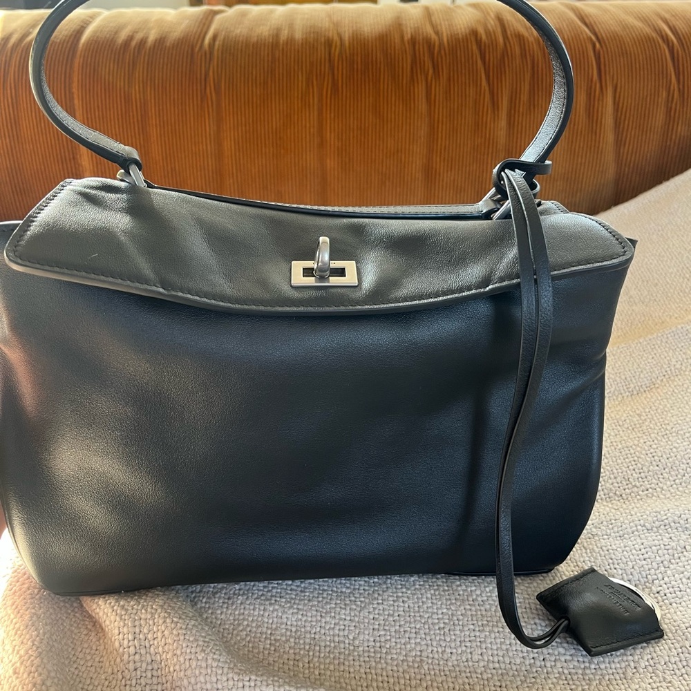 BALENCIAGA RODEO HANDBAG SMALL IN BLACK WITH AGED-SILVER HARDWARE
